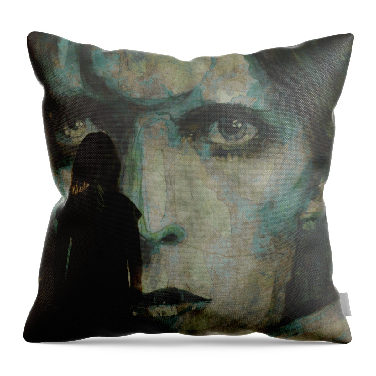 David Bowie Throw Pillow featuring the painting Let The Children Lose It Let The Children Use It Let All The Children Boogie by Paul Lovering
