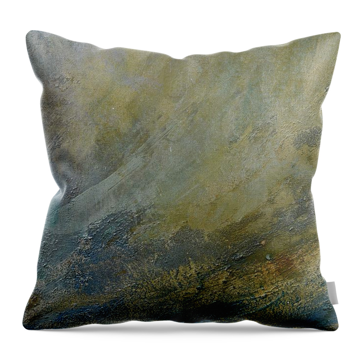 Creation Throw Pillow featuring the painting Let the Dry earth Appear by Laurie Snow Hein