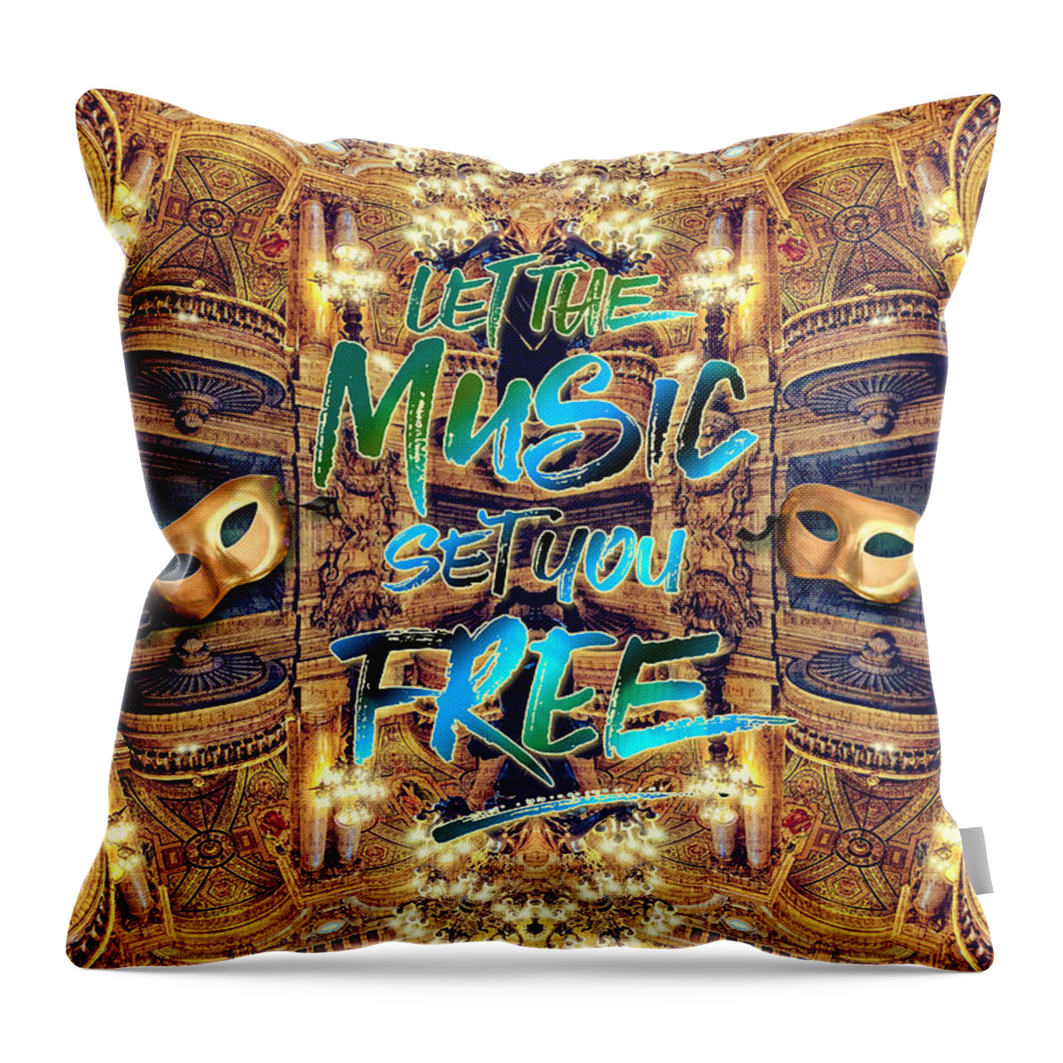 Let The Music Set You Free Throw Pillow featuring the photograph Let the Music Set You Free Opera Garnier Paris France by Beverly Claire Kaiya