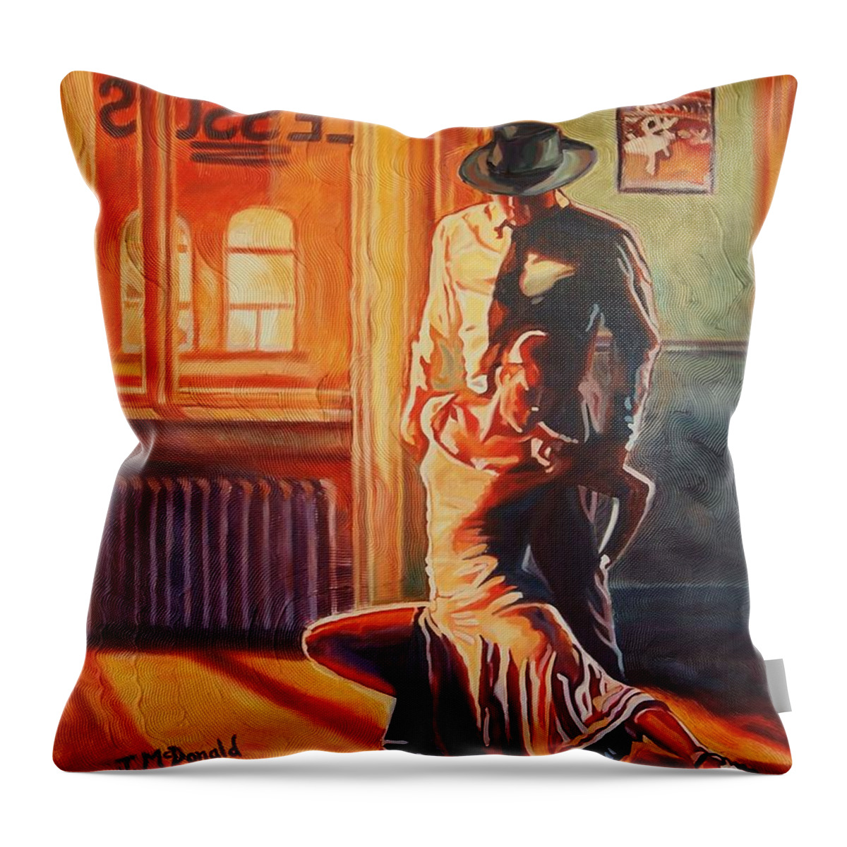 Tango Throw Pillow featuring the painting Let Your Mind Go and Your Body Will Follow by Janet McDonald