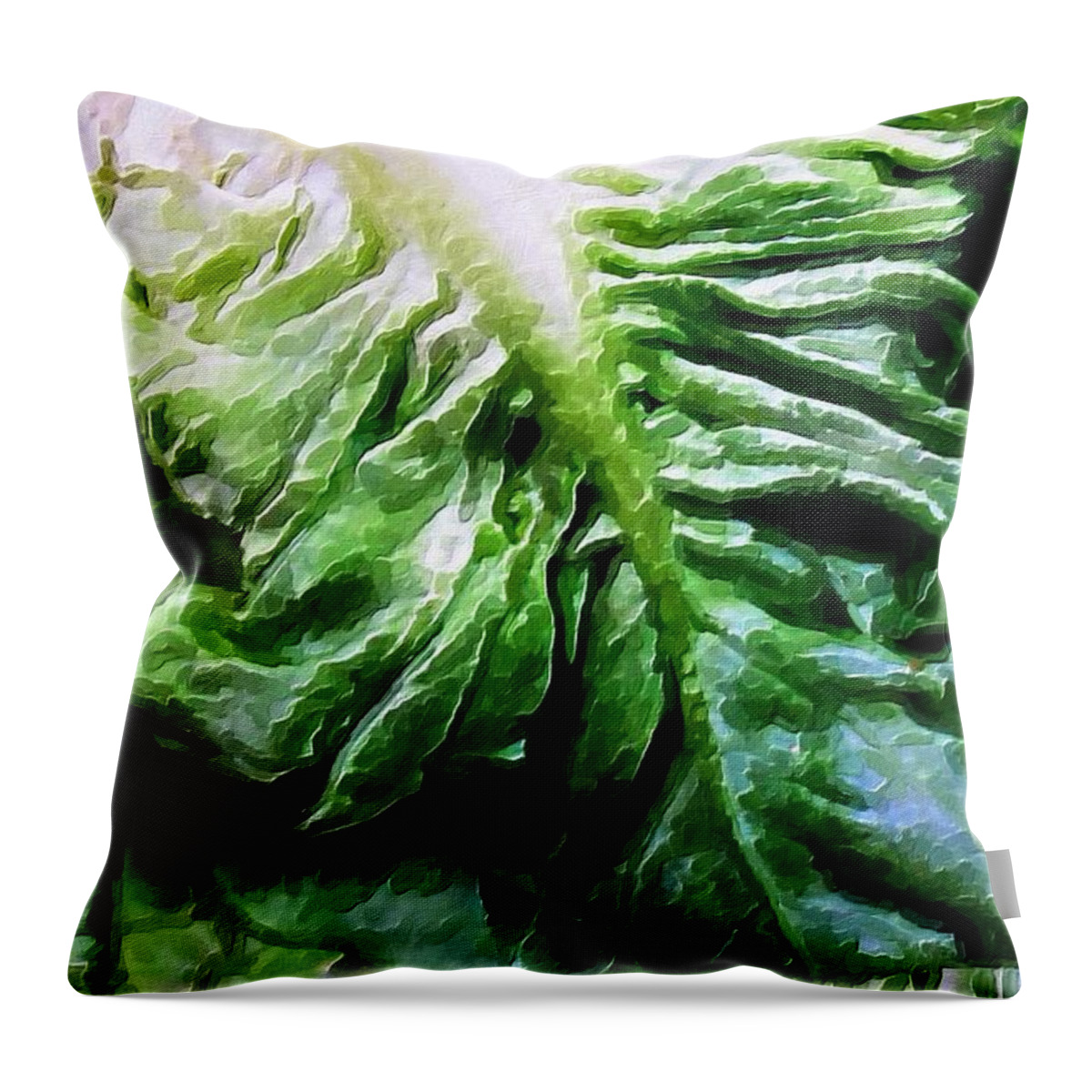 Green Lettuce Throw Pillow featuring the painting Lettuce by Joan Reese
