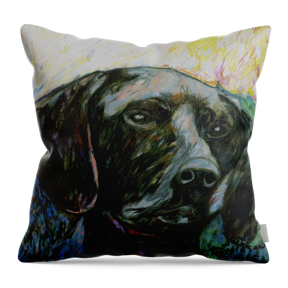 A Great Dog Throw Pillow featuring the drawing Lexi the dog by Jon Kittleson