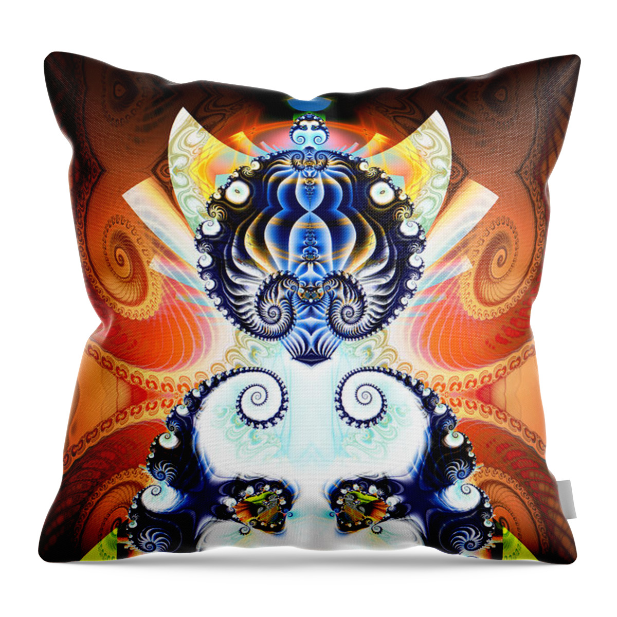 Jim Pavelle Throw Pillow featuring the digital art Li Shou - Ancient Chinese Cat Goddess by Jim Pavelle