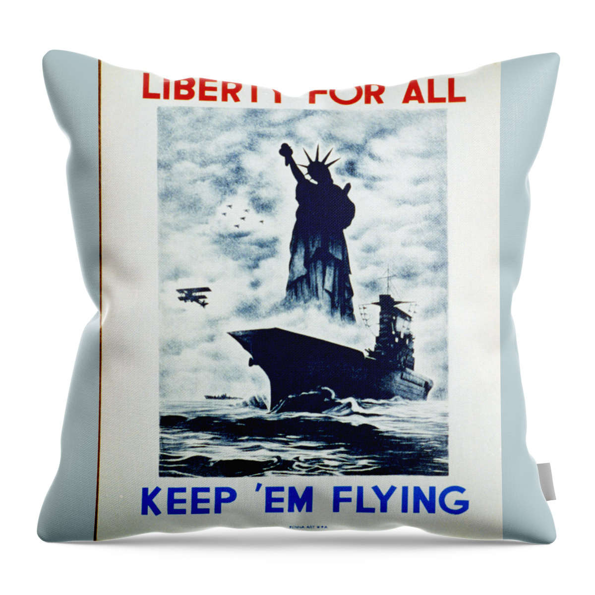 Liberty For All Keep 'em Flying. Sea Throw Pillow featuring the painting Liberty for all Keep em flying by MotionAge Designs