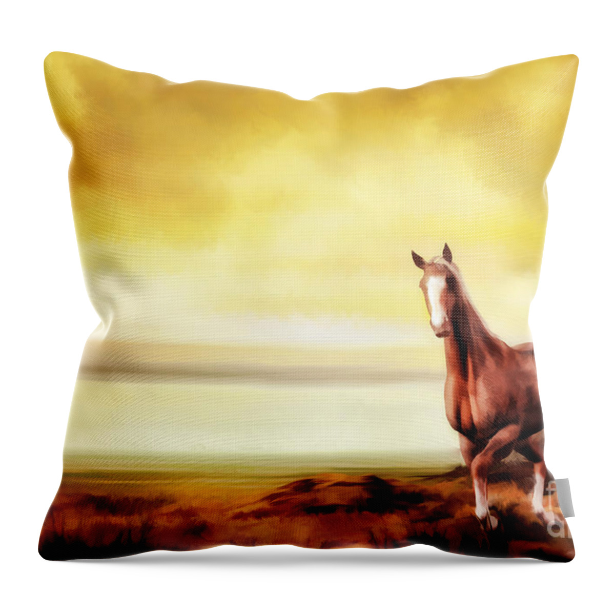 Horse Throw Pillow featuring the digital art Liberty by John Edwards