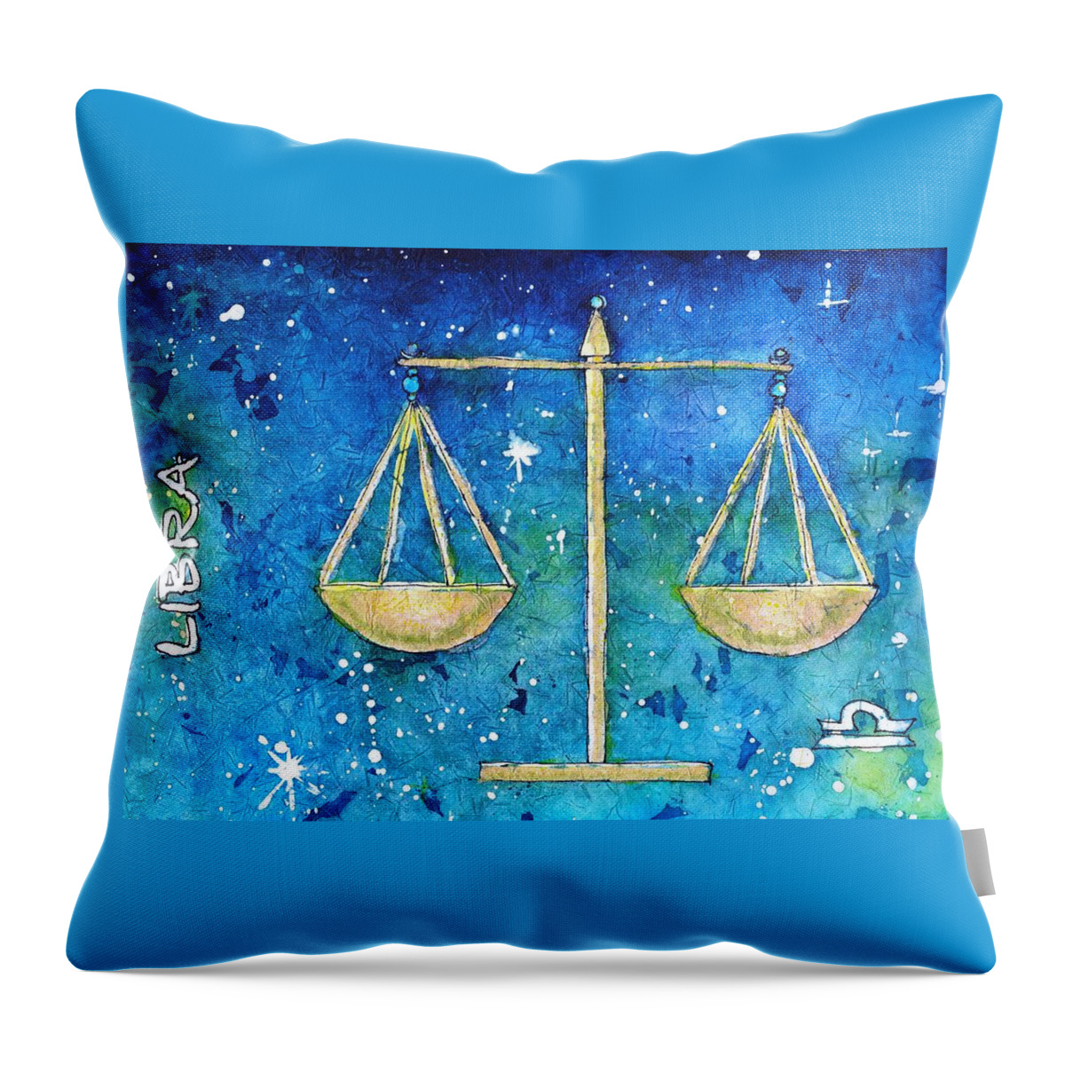 Zodiac Throw Pillow featuring the painting Libra by Ruth Kamenev