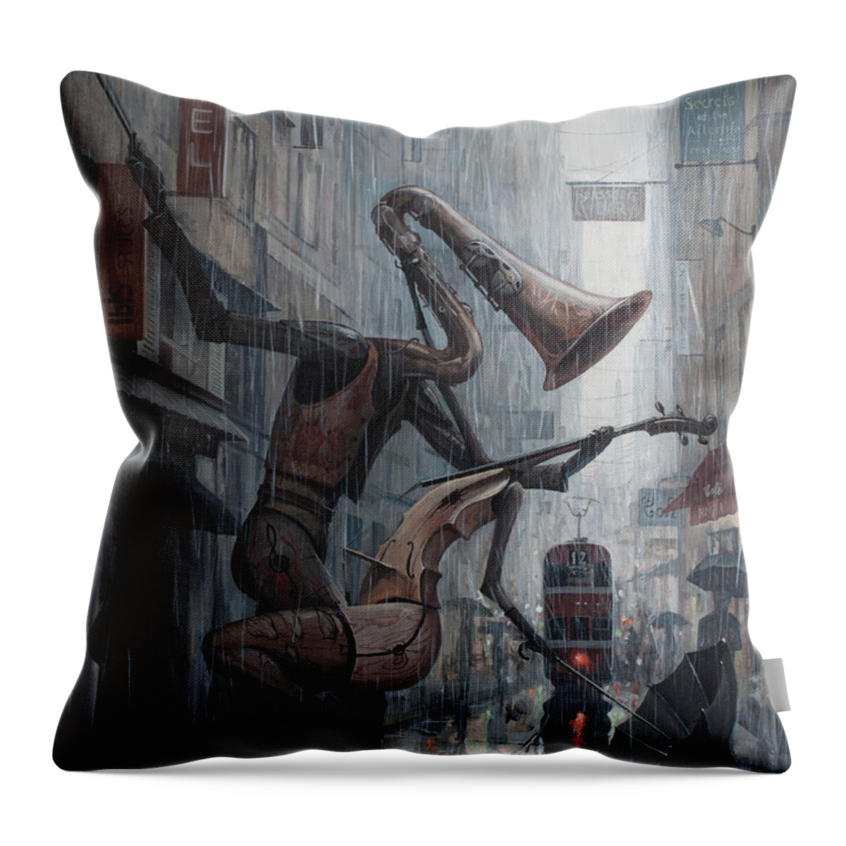 Life Throw Pillow featuring the painting Life is dance in the rain by Adrian Borda