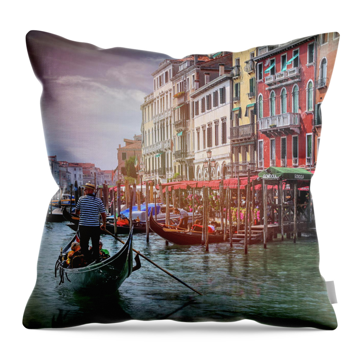 Venice Throw Pillow featuring the photograph Life on The Grand Canal Venice Italy by Carol Japp