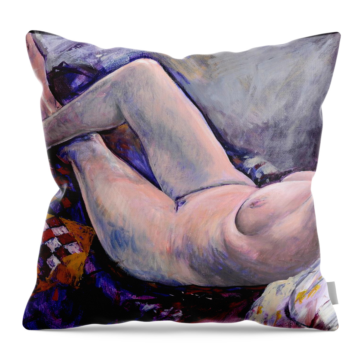Life Throw Pillow featuring the painting Life Painting with Quilt by Harry Robertson