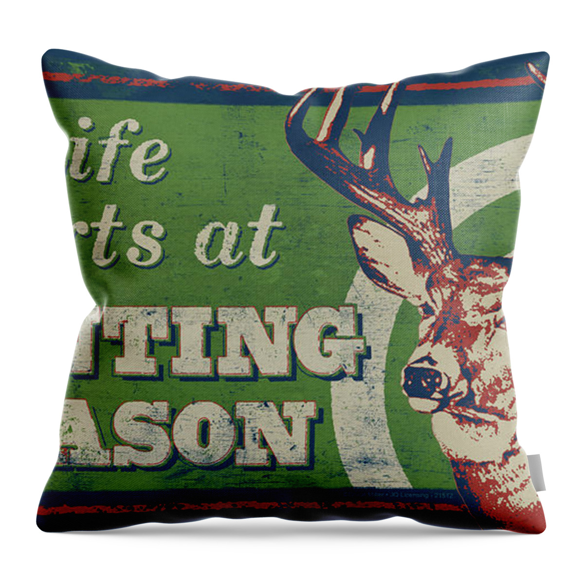 Jq Licensing Throw Pillow featuring the painting Life Starts Hunting Season by Bruce Miller