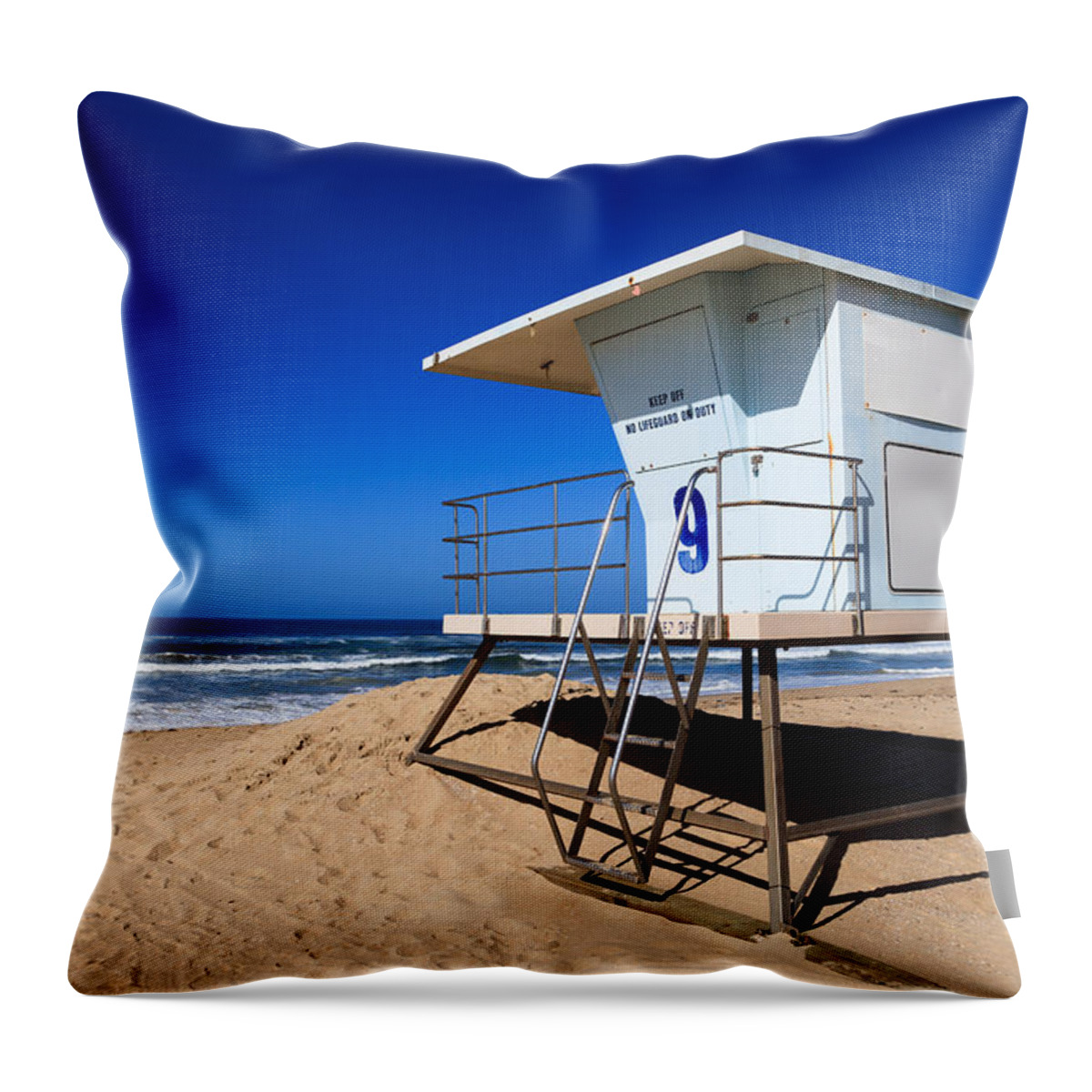 America Throw Pillow featuring the photograph Lifeguard Tower Photo by Paul Velgos