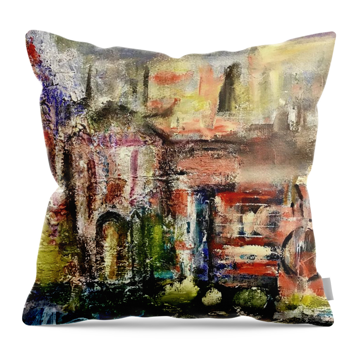 Church Throw Pillow featuring the painting Life's Textures by Tommy McDonell