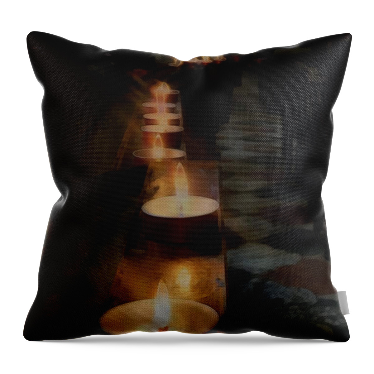 Candles Throw Pillow featuring the digital art Light a Candle by Diana Rajala
