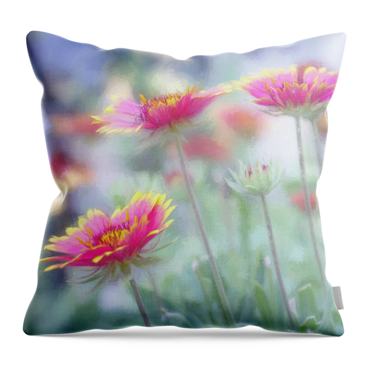 Summer Throw Pillow featuring the digital art Light and Leaning by Terry Davis