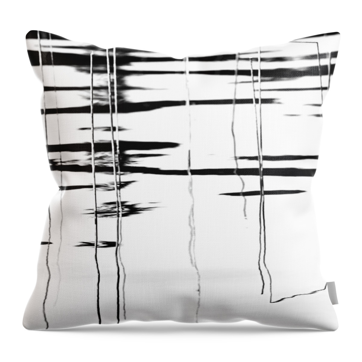 Black And White Throw Pillow featuring the photograph Light And Shadow Reeds Abstract by Debbie Oppermann
