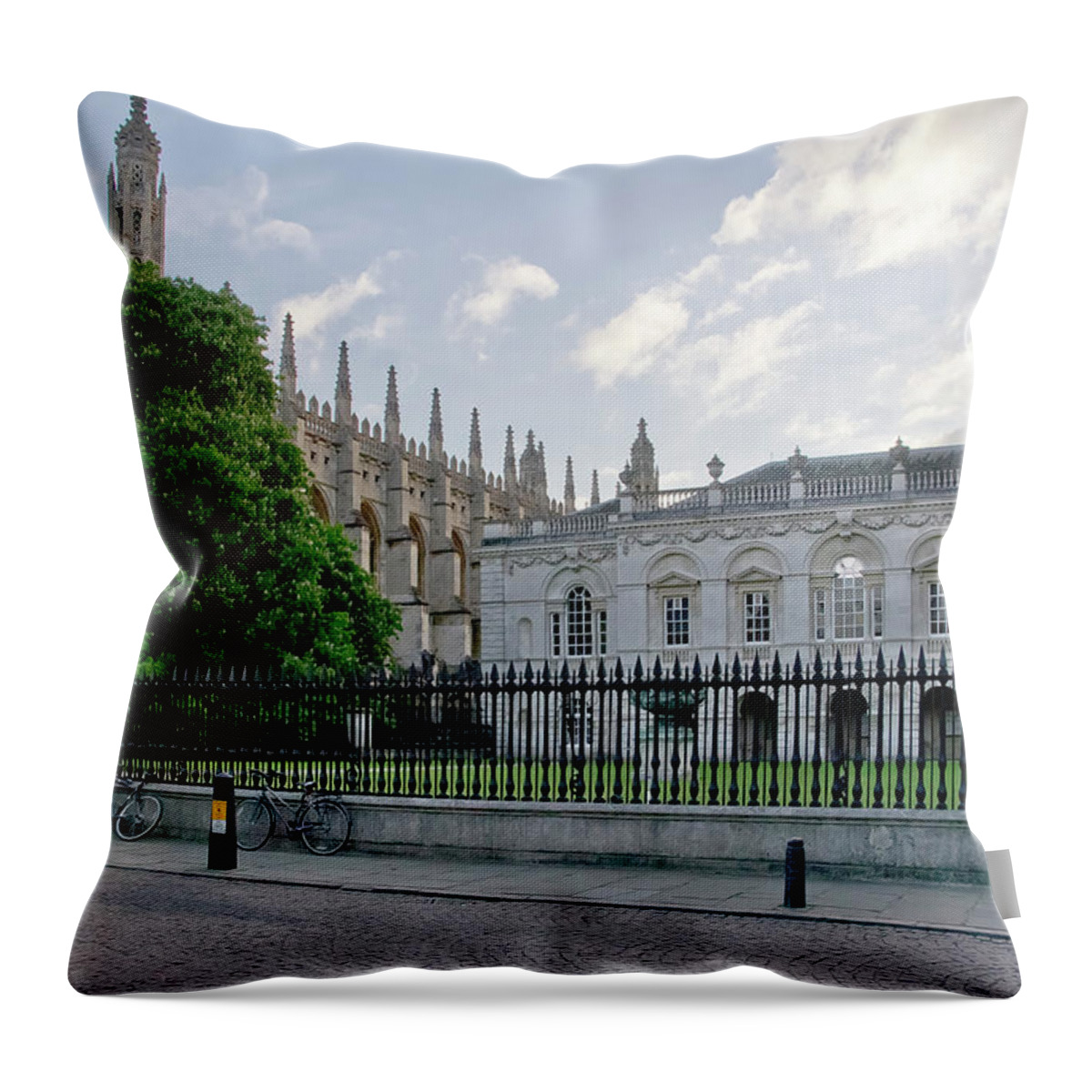 Cambridge Throw Pillow featuring the photograph Light evening at Old Schools. by Elena Perelman
