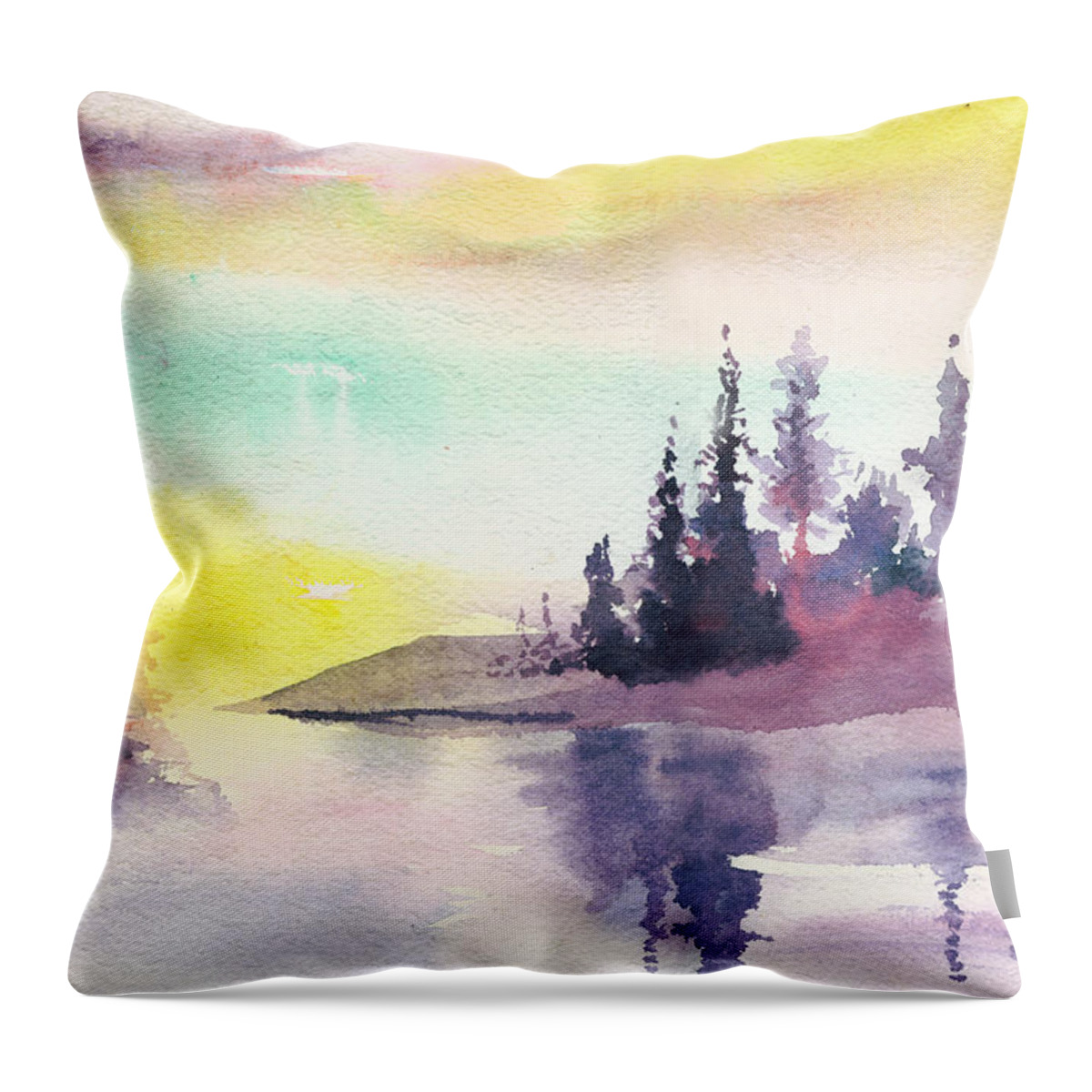 River Throw Pillow featuring the painting Light n River by Anil Nene
