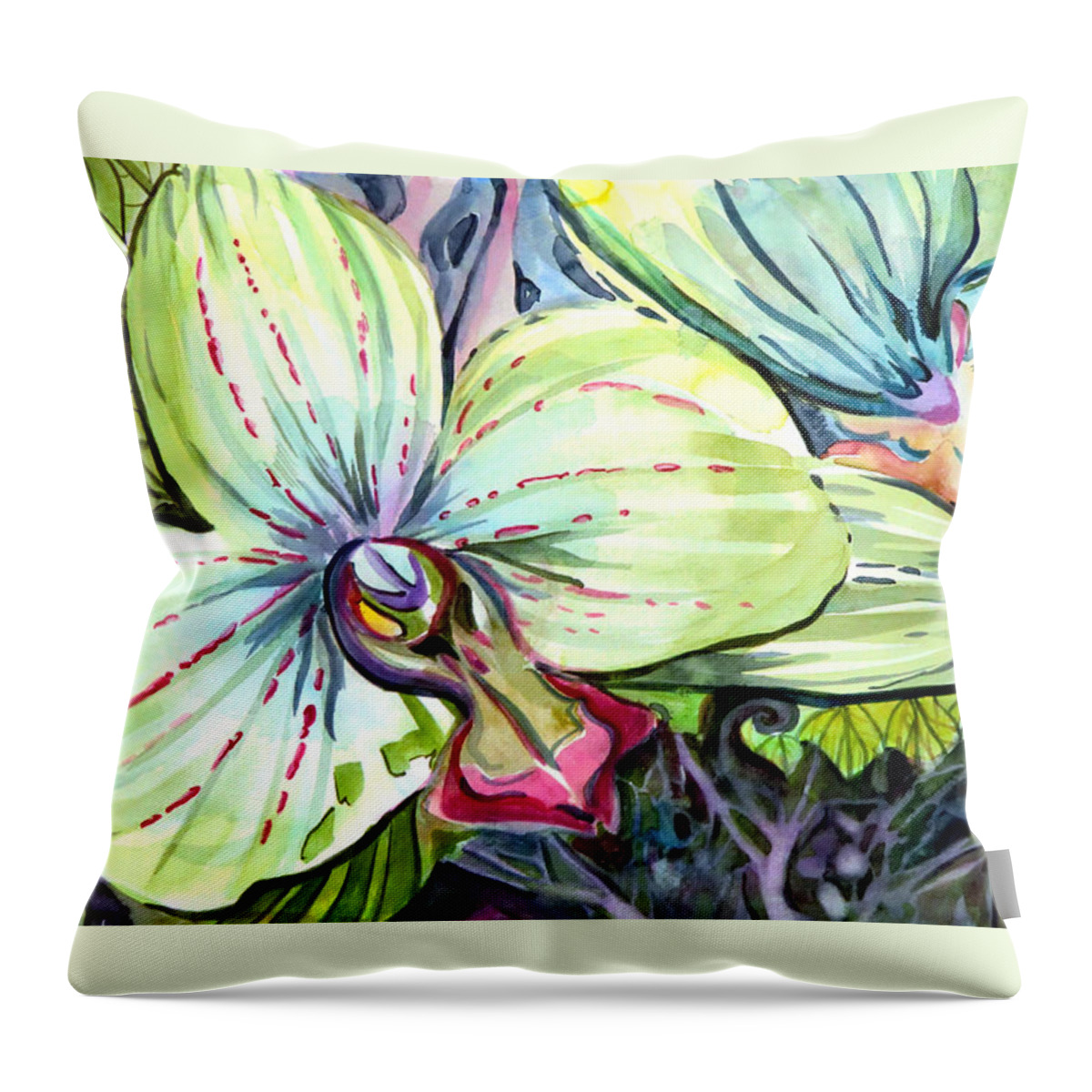Orchids Throw Pillow featuring the painting Light of Orchids by Mindy Newman