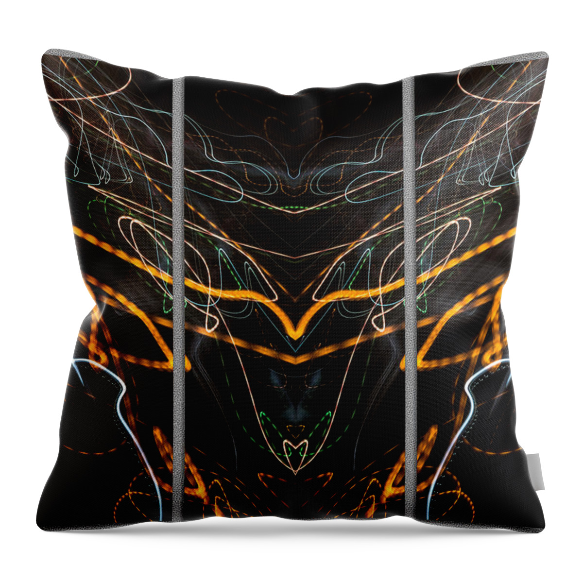 John D Williams Throw Pillow featuring the photograph Light Painting Abstract Triptych #2 by John Williams