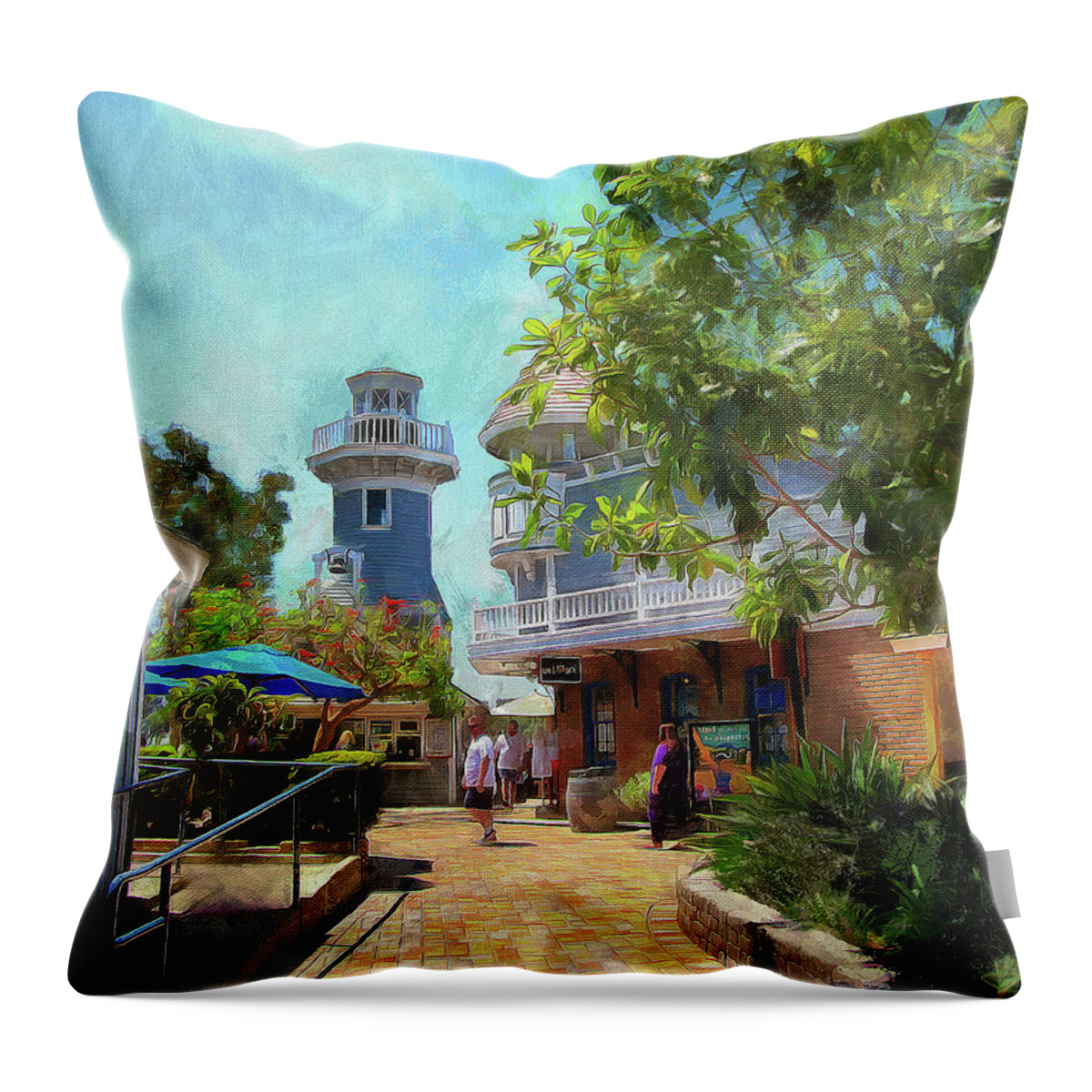 Cedric Hampton Throw Pillow featuring the photograph Lighthouse At Seaport Village by Cedric Hampton