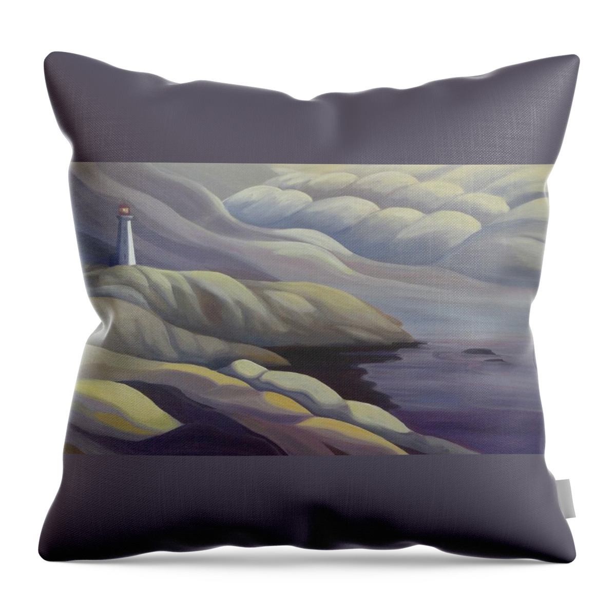 Group Of Seven Throw Pillow featuring the painting Lighthouse by Barbel Smith
