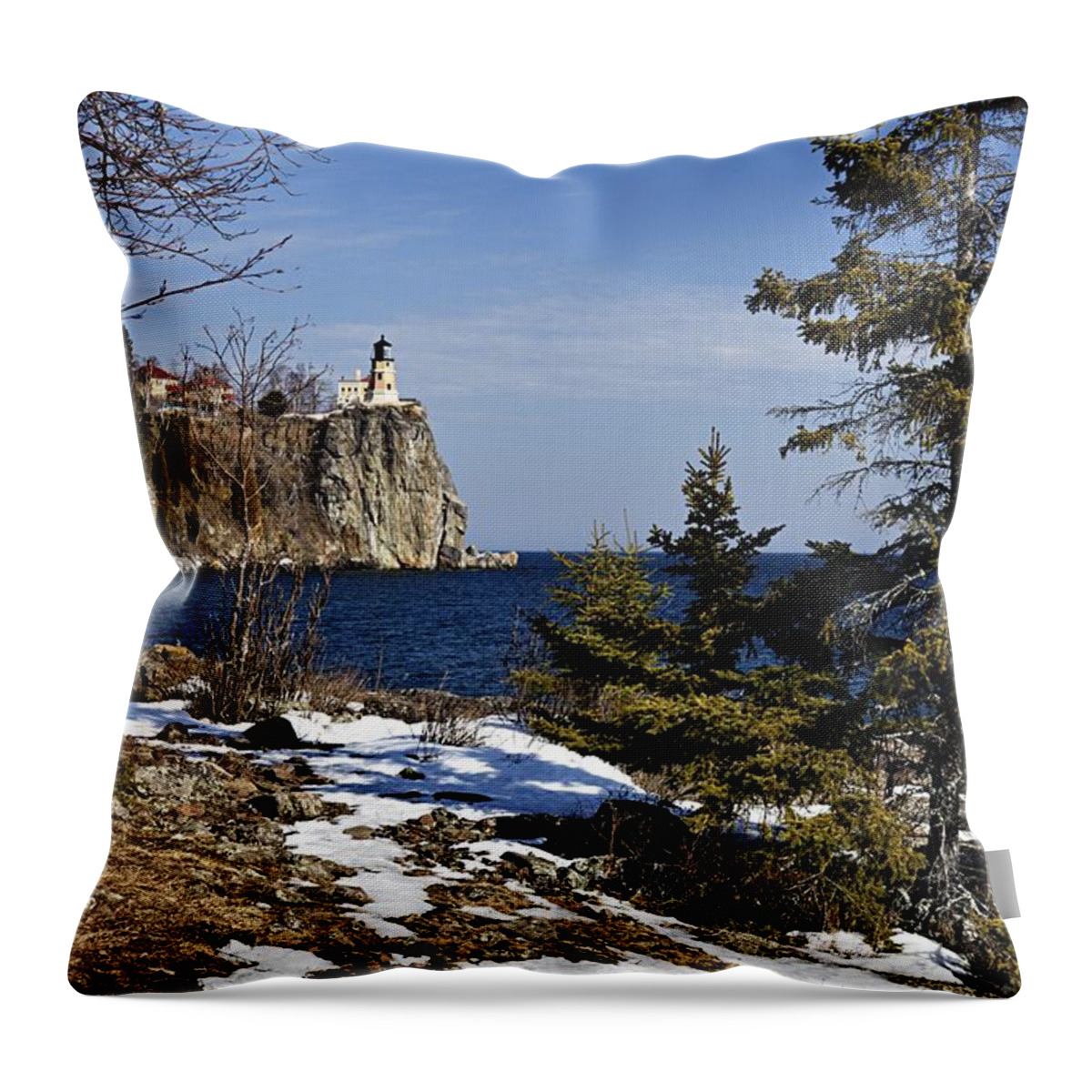 Photography Throw Pillow featuring the photograph Lighthouse Framed by Larry Ricker