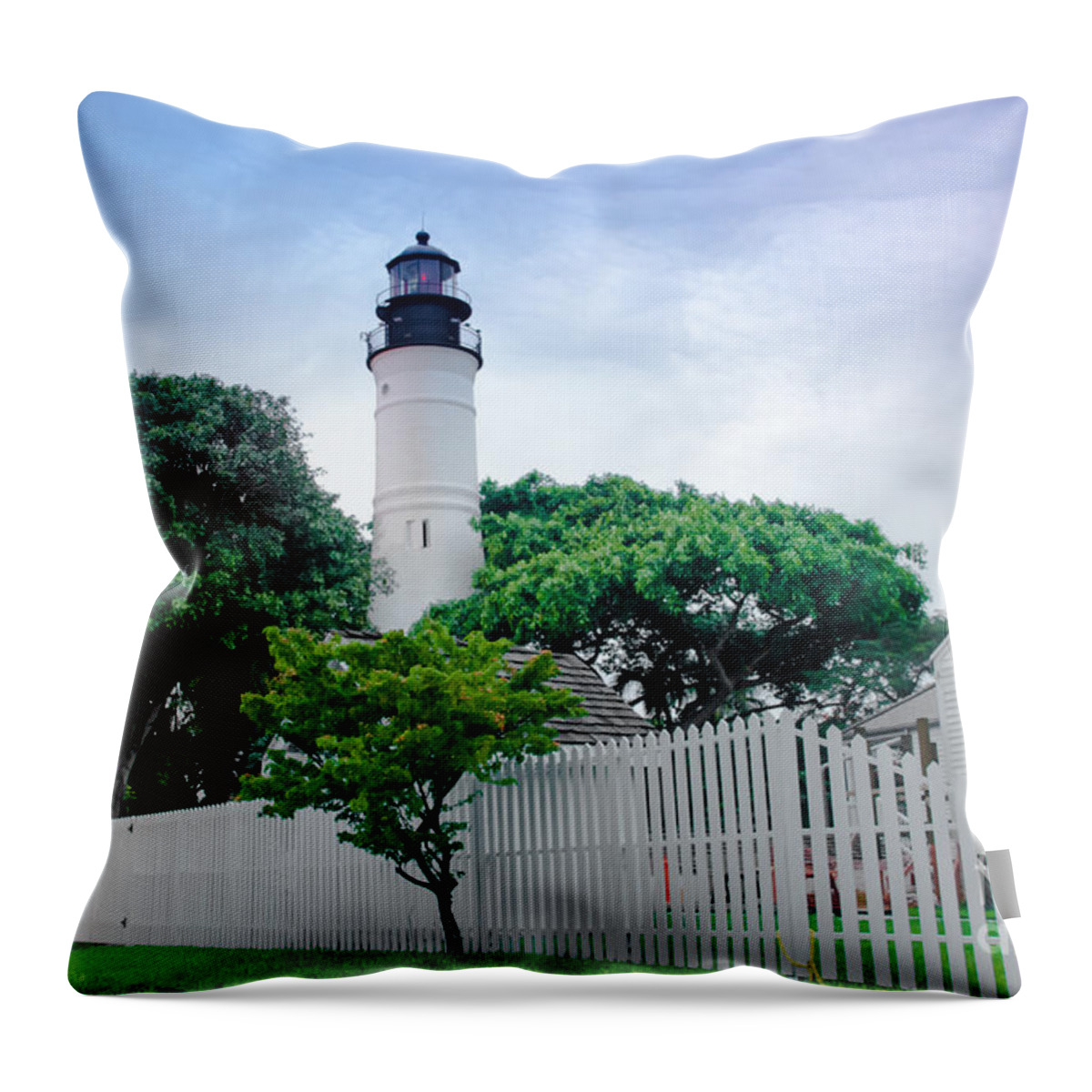 America Throw Pillow featuring the photograph Lighthouse in Key West, USA by Amanda Mohler