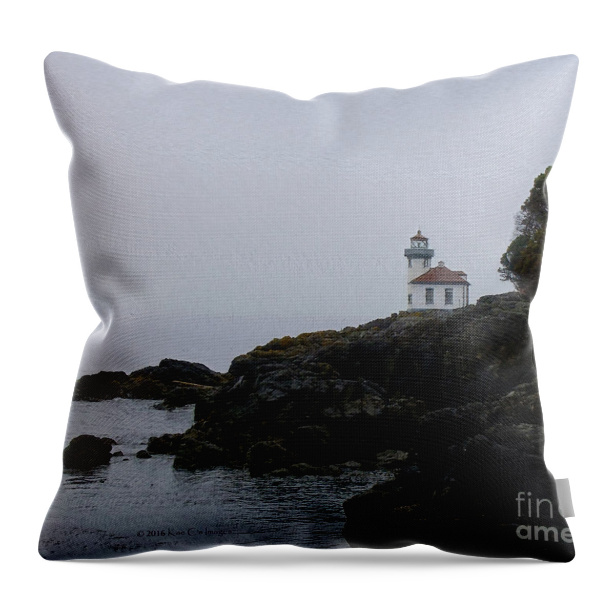 Lighthouse Throw Pillow featuring the photograph Lighthouse on Rainy Day by Kae Cheatham