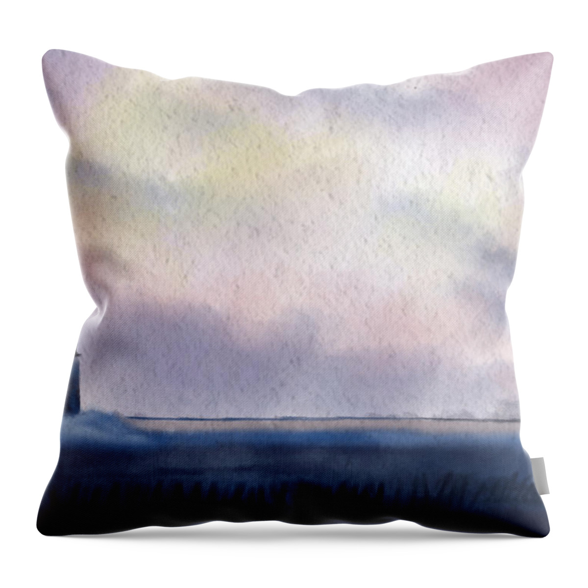 Lighthouse Throw Pillow featuring the digital art Lighthouse On The Lake by Michael Kallstrom