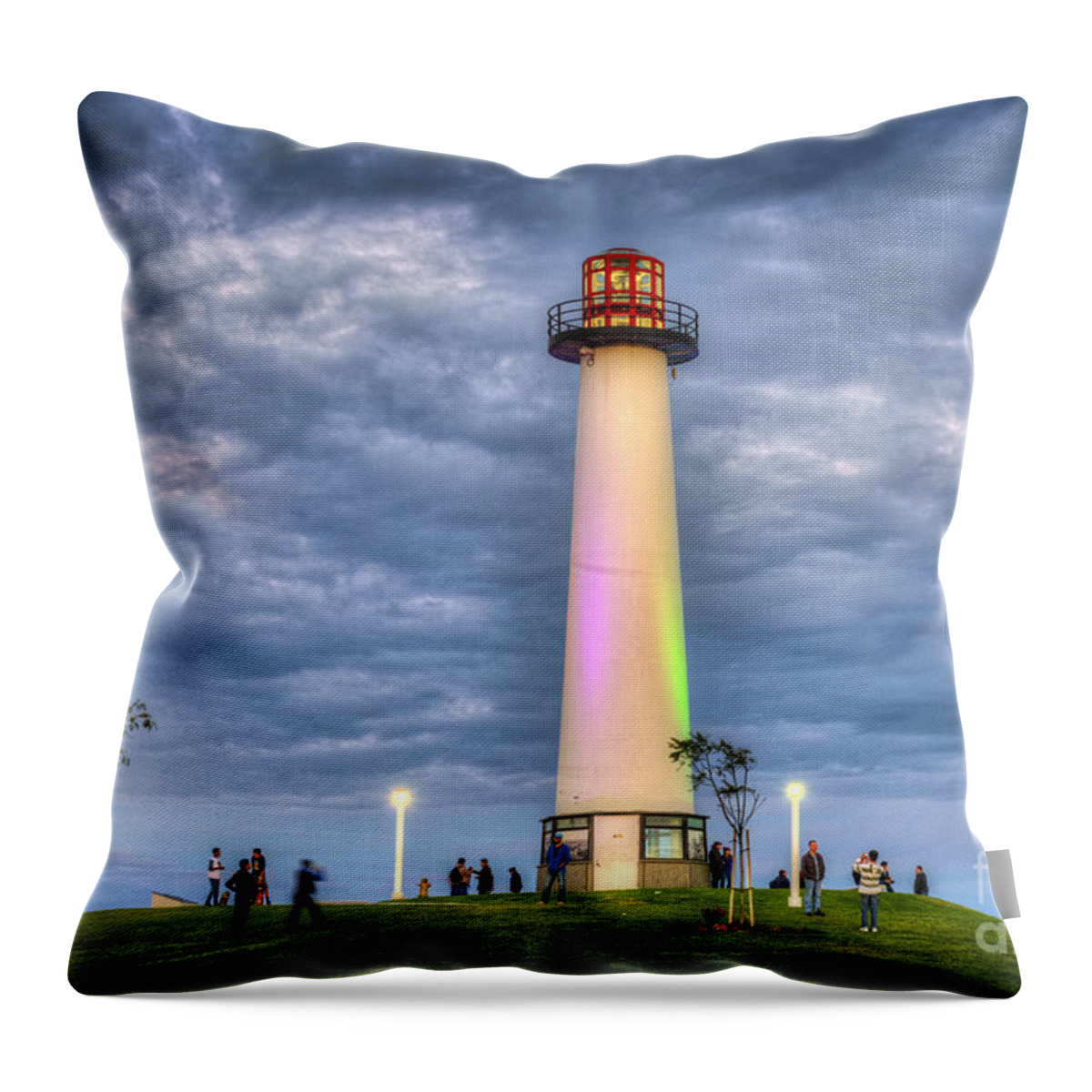 Lighthouse Throw Pillow featuring the photograph Lighthouse Shoreline Park by David Zanzinger