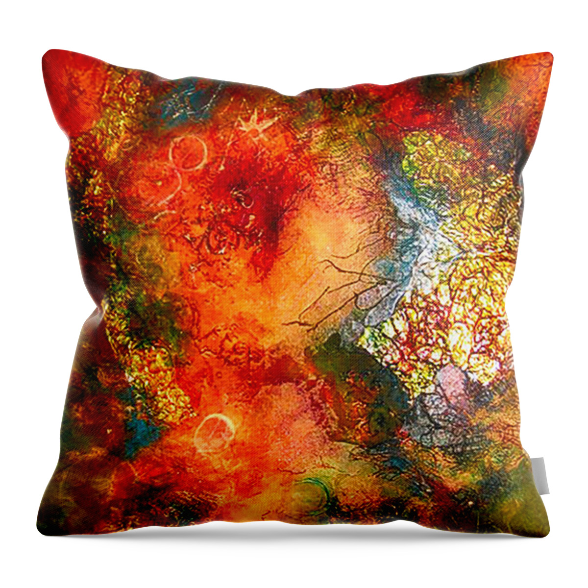 Cosmos Throw Pillow featuring the mixed media Lightning in the Cosmos by Gerry Delongchamp