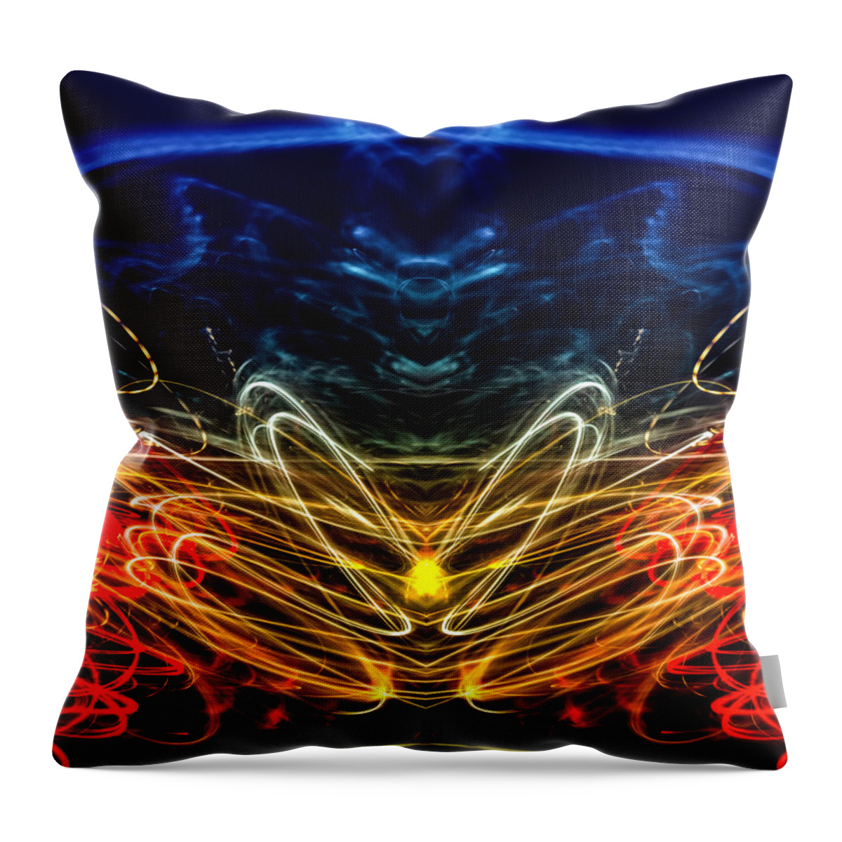 Pattern Throw Pillow featuring the photograph Lightpainting Abstract Symmetry UFA Prints #1 by John Williams