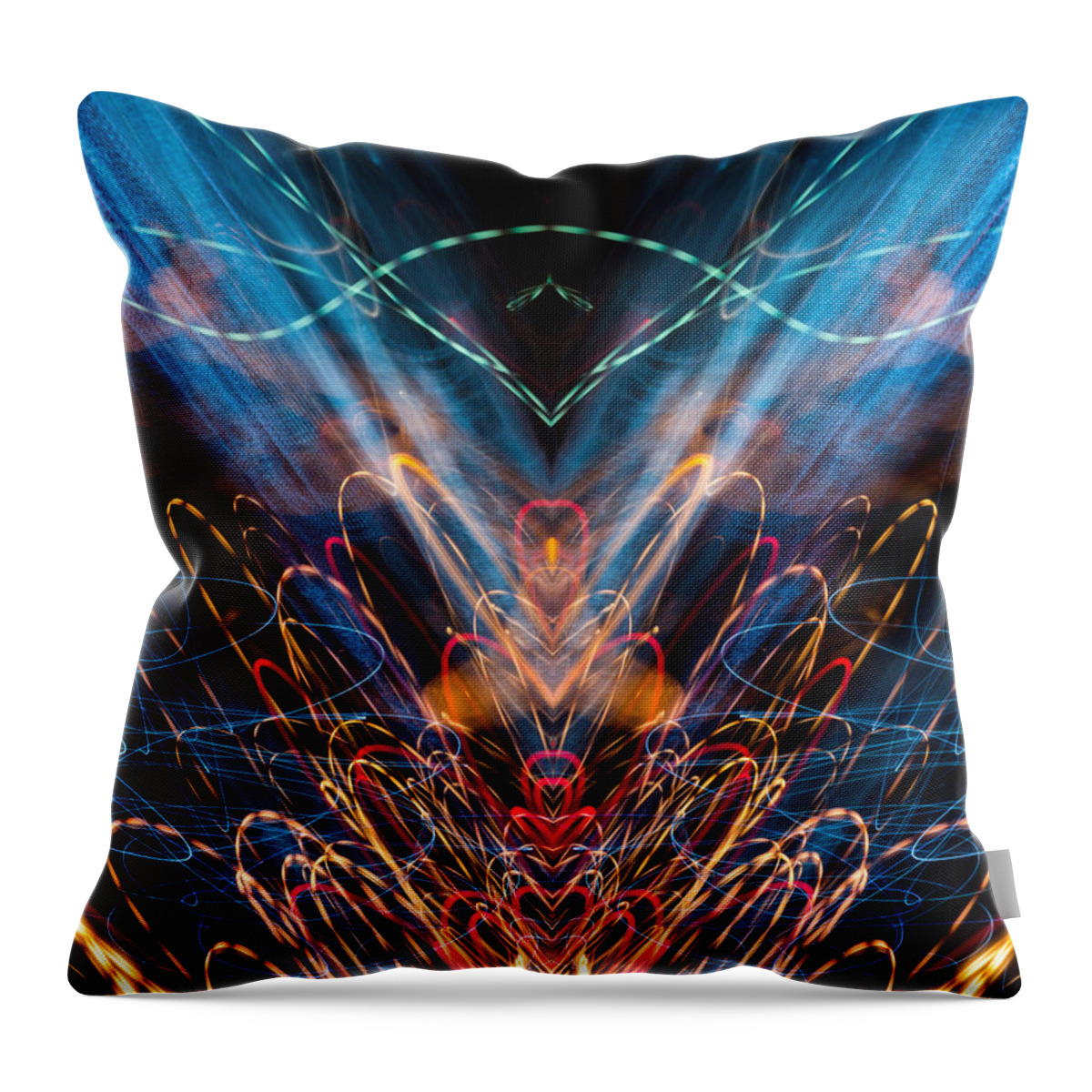 Pop Art Throw Pillow featuring the photograph Lightpainting Abstract Symmetry UFA Prints #11 by John Williams