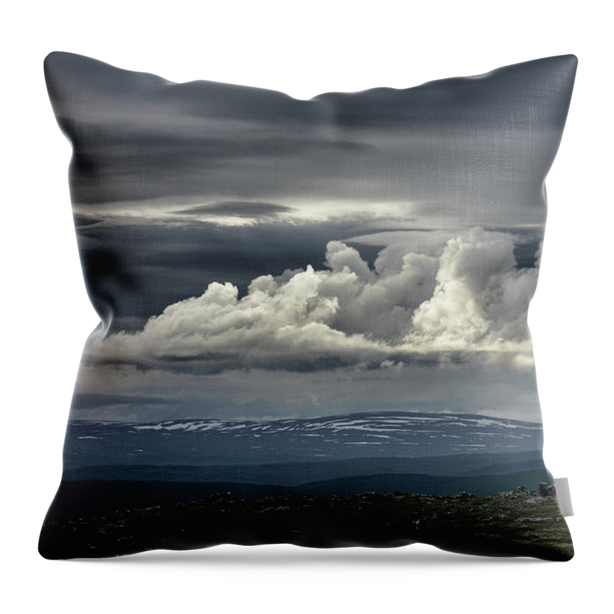 Cloud Throw Pillow featuring the photograph Lights of Heaven and Earth by Pekka Sammallahti