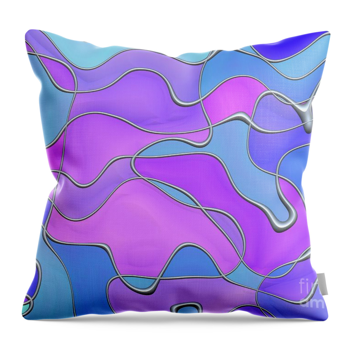 Abstract Throw Pillow featuring the digital art Lignes en Folie - 02a by Variance Collections