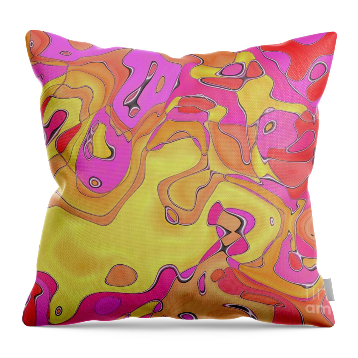 Abstract Throw Pillow featuring the digital art Lignes en Folie - 08a by Variance Collections