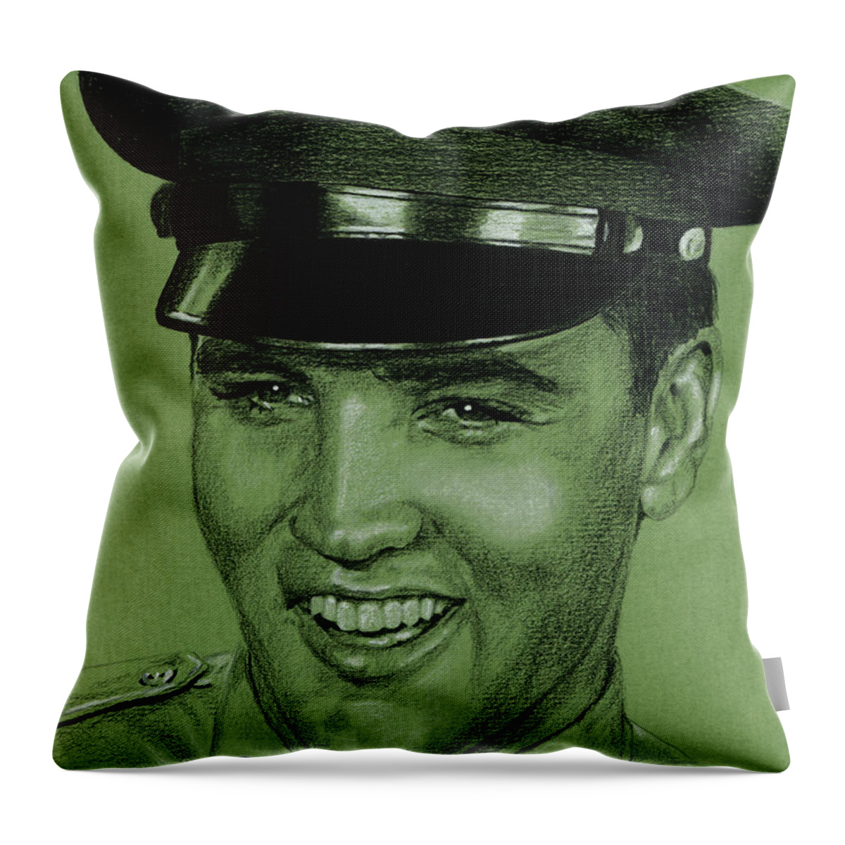 Elvis Throw Pillow featuring the drawing Like any other Soldier by Rob De Vries
