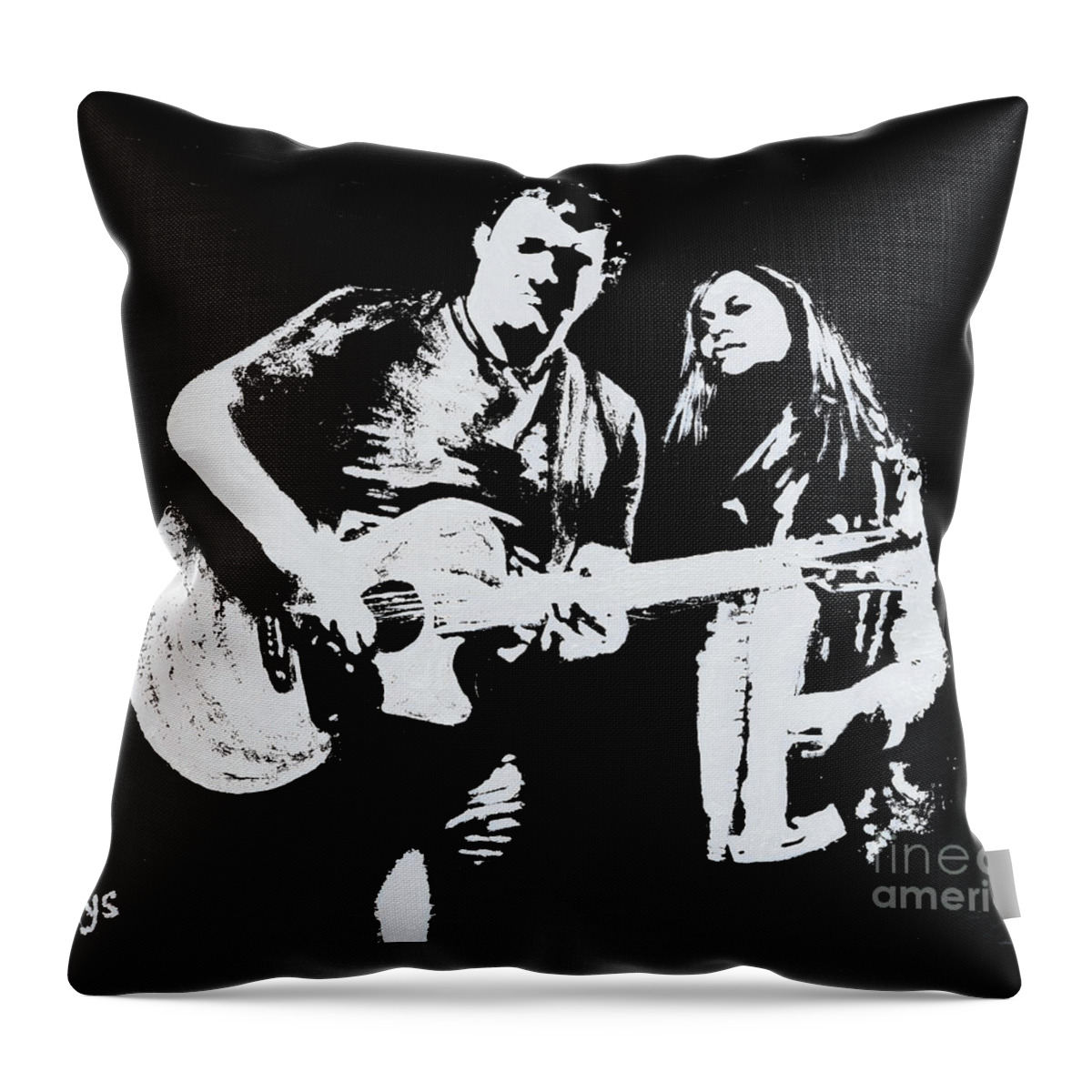 Music Throw Pillow featuring the painting Like Johnny And June by Alys Caviness-Gober