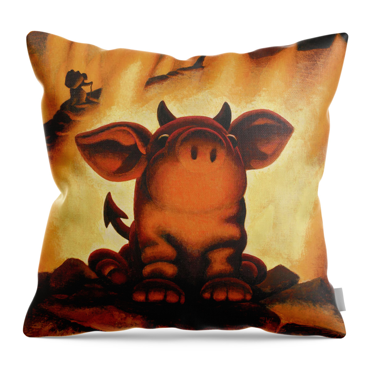 Pig Throw Pillow featuring the painting Lil' Devil by Chris Miles