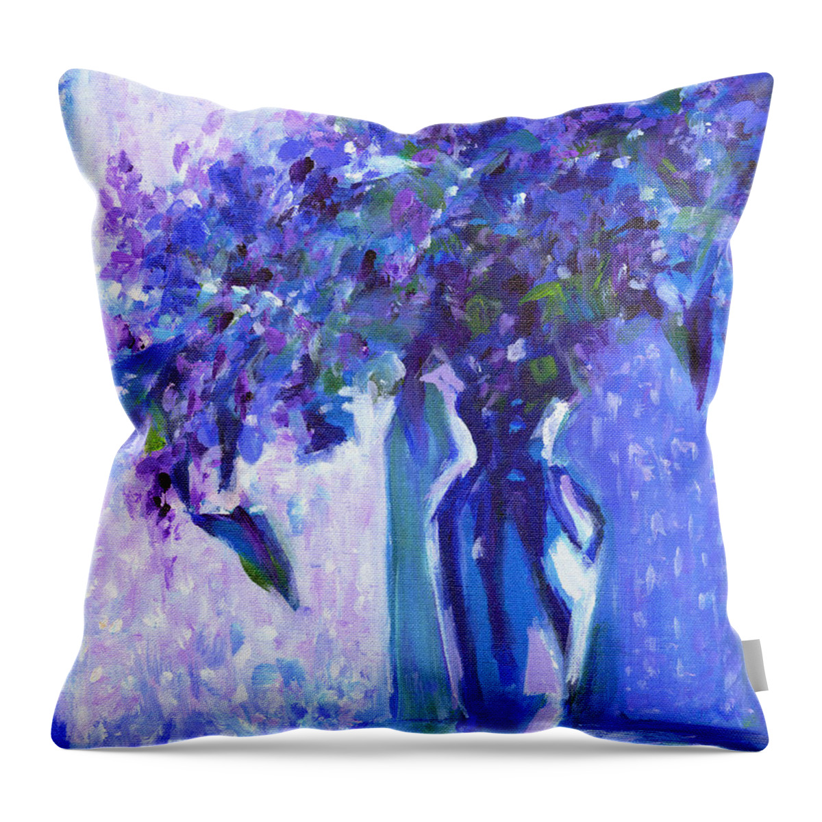 Acrylic Painting Throw Pillow featuring the painting Lilac Rain by Tanya Filichkin