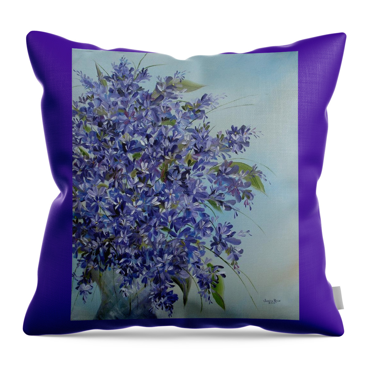 Lilacs Throw Pillow featuring the painting Lilacs by Judith Rhue