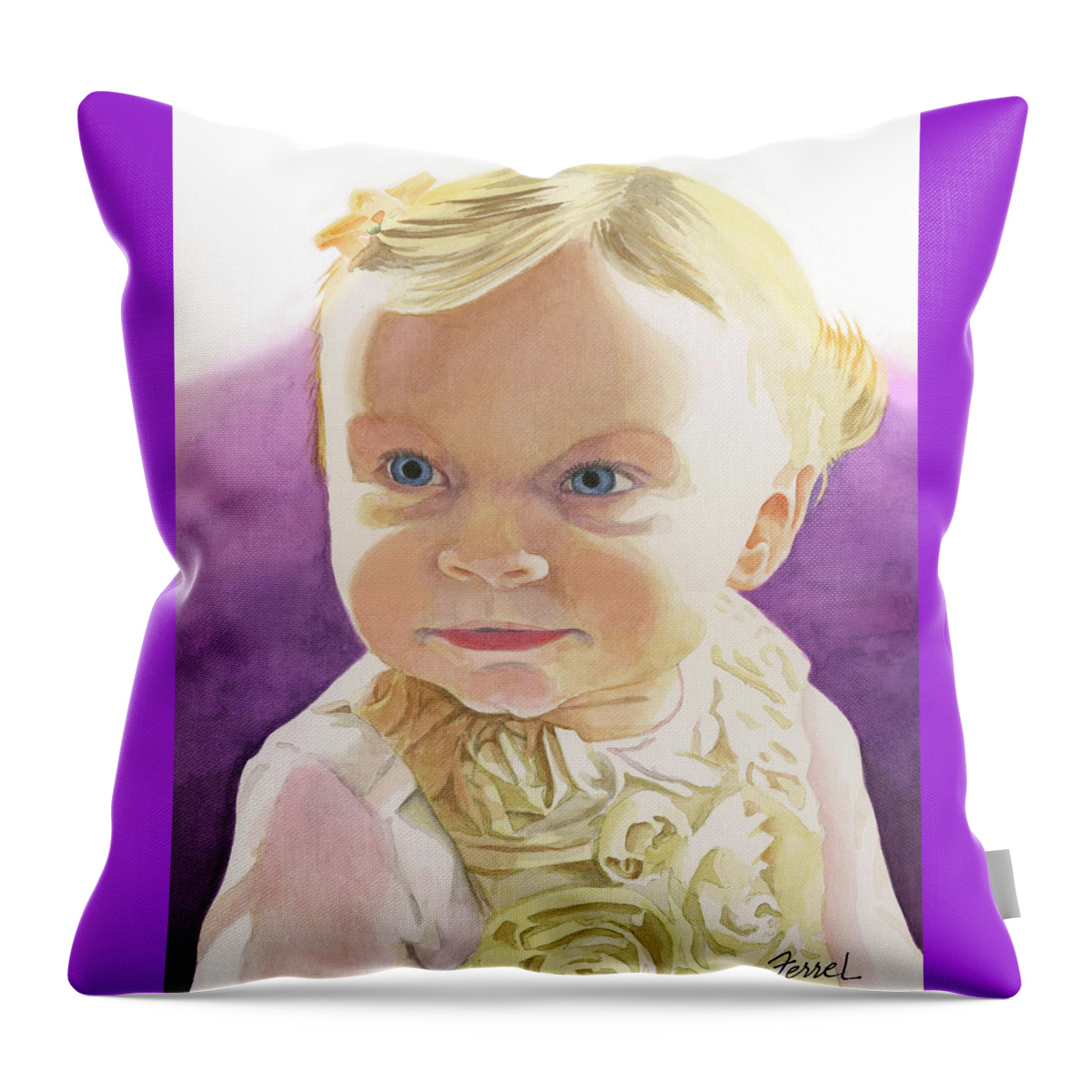 Child Throw Pillow featuring the painting Lillian by Ferrel Cordle