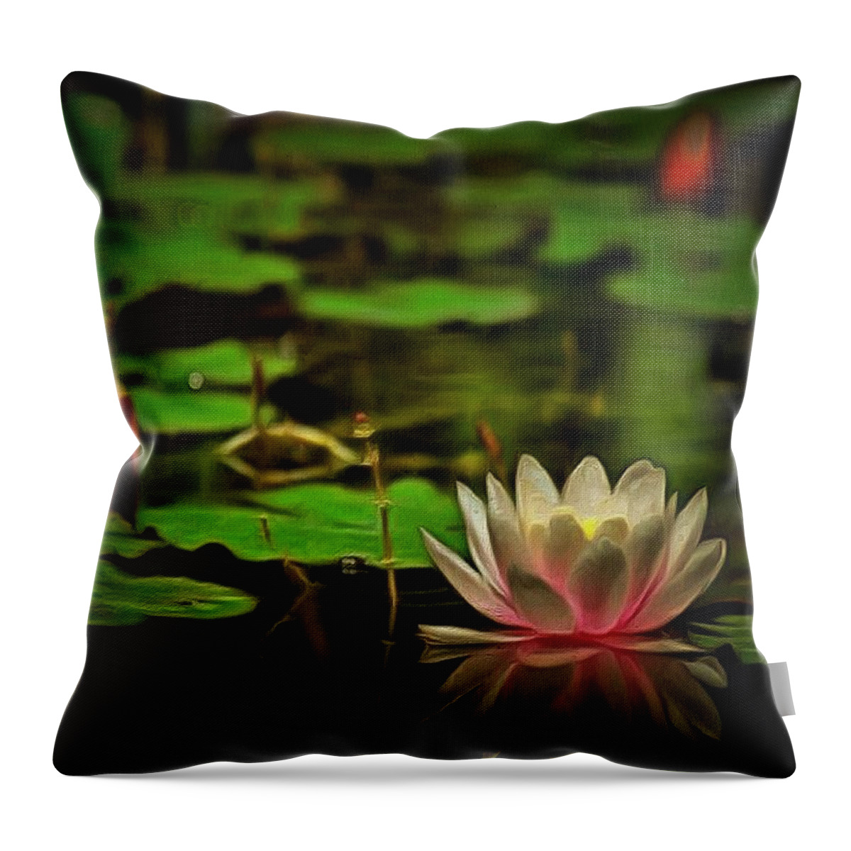 Waterliliy Throw Pillow featuring the digital art Lily Pond by Charmaine Zoe
