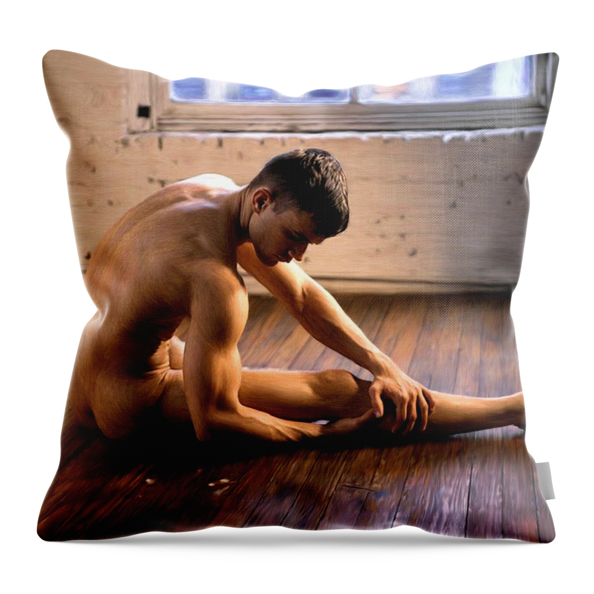 Limbering Throw Pillow featuring the painting Limbering Up by Troy Caperton