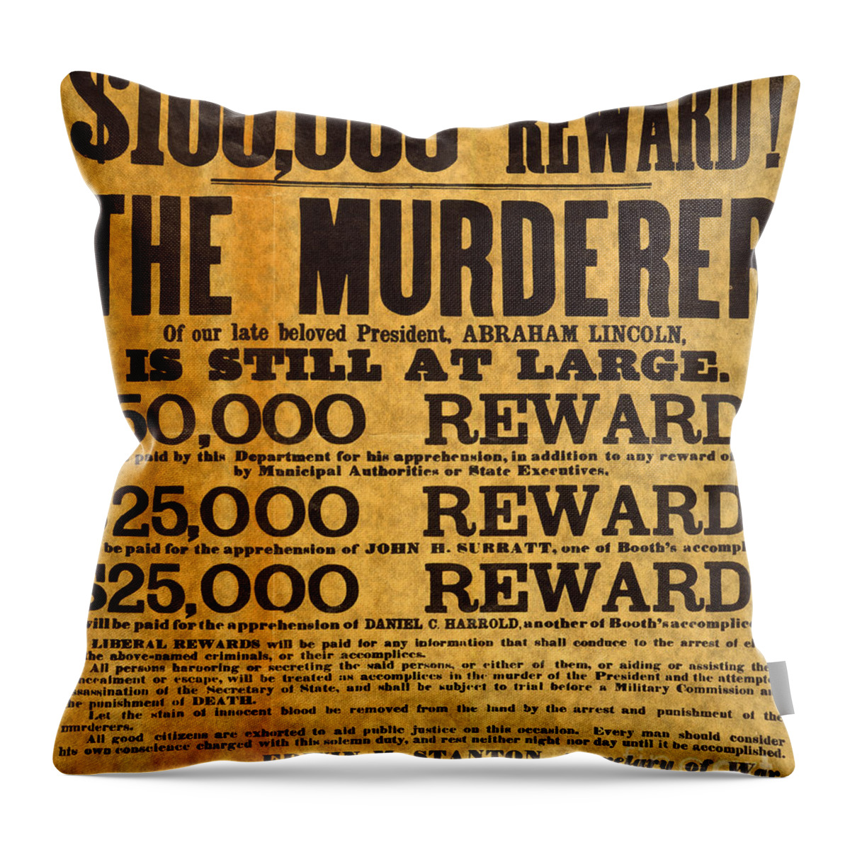 1865 Throw Pillow featuring the photograph Lincoln Assassination by Granger