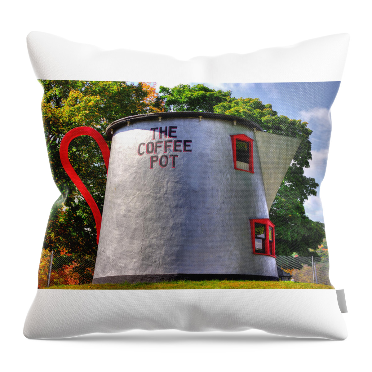 Lincoln Highway Throw Pillow featuring the photograph Lincoln Highway Heritage Corridor - The Coffee Pot in Bedford Pennsylvania by Michael Mazaika