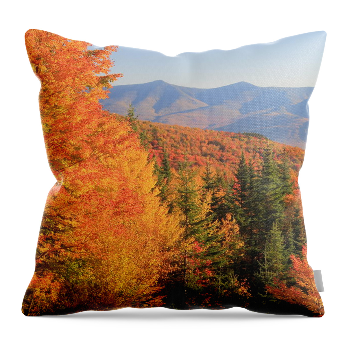 New Hampshire Throw Pillow featuring the photograph Lincoln Warren Road White Mountains Peak Fall Foliage by John Burk