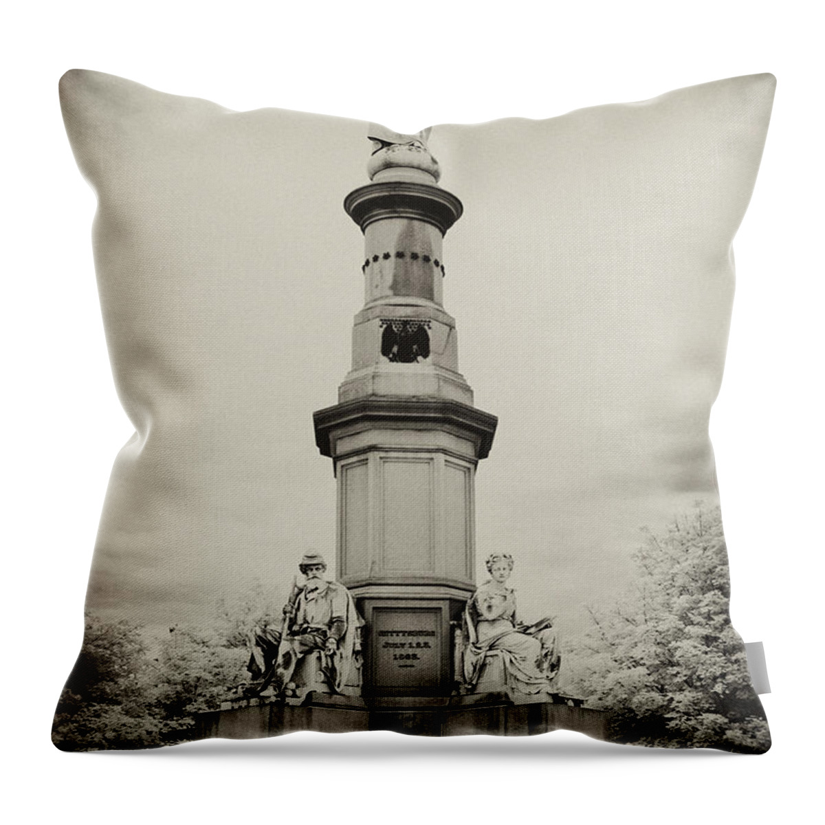 Dir-cw-0398-c2 Throw Pillow featuring the photograph Lincolns Gettysburg Address Site - toned by Paul W Faust - Impressions of Light