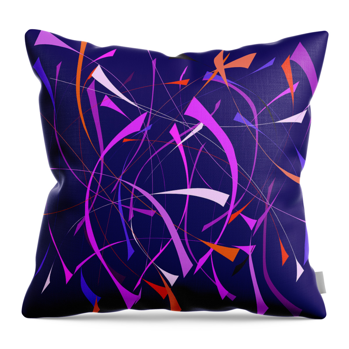 Lines Throw Pillow featuring the digital art Lines on Dark Blue by Mary Bedy