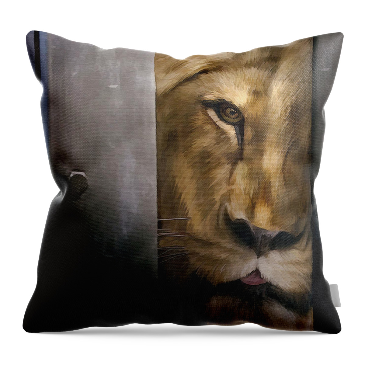 Lion Throw Pillow featuring the photograph Lion Eye by Sharon Foster